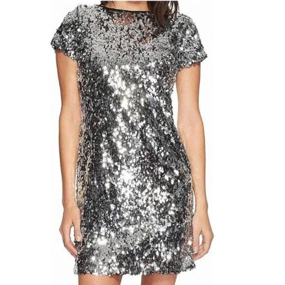 Vince Camuto Silver Sequin Mini Dress